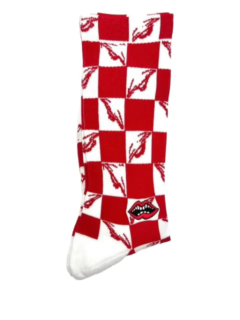 Chrome Hearts checkerboard lips-pattern socks