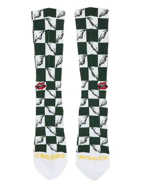 Chrome Hearts checkerboard lips-pattern socks