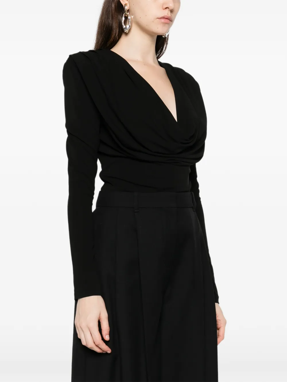  Wardrobe.nyc Drape Blouse - Black 