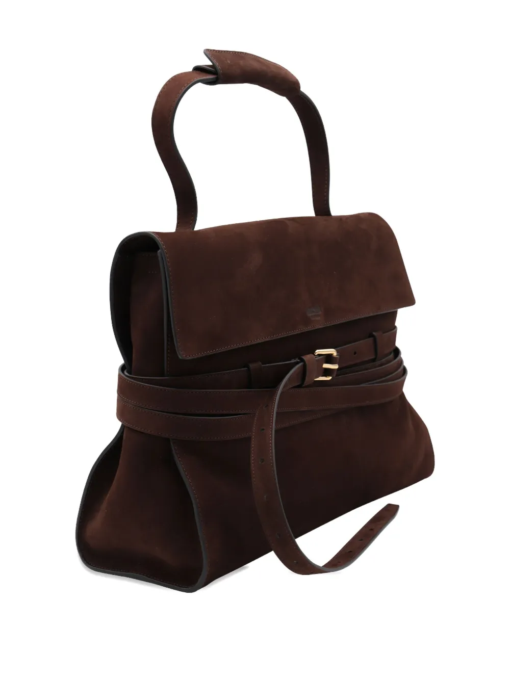 Moschino Medium Tie Me Suede Tote Bag In Brown