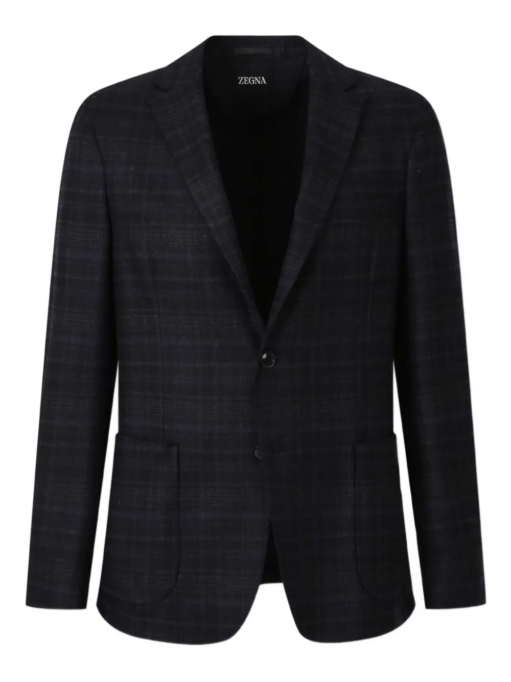 checked wool blazer