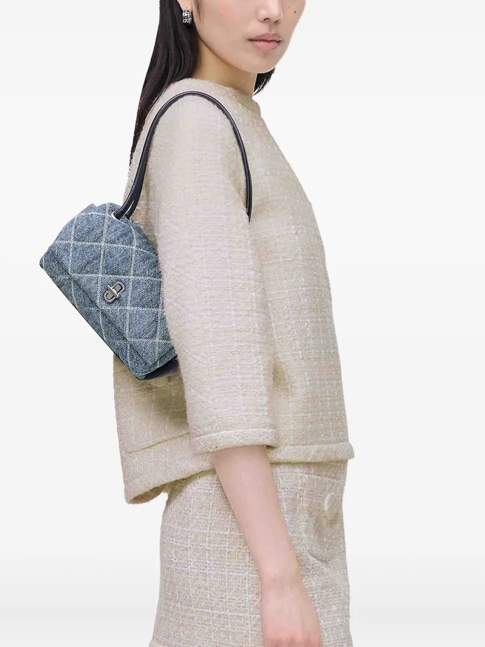 Marc Jacobs Mini The Quilted Denim Shoulder Bag In Blue
