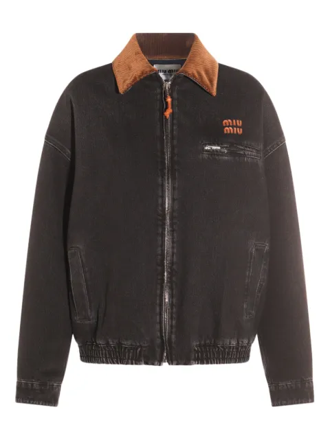 Miu Miu corduroy-collar logo-detail jacket