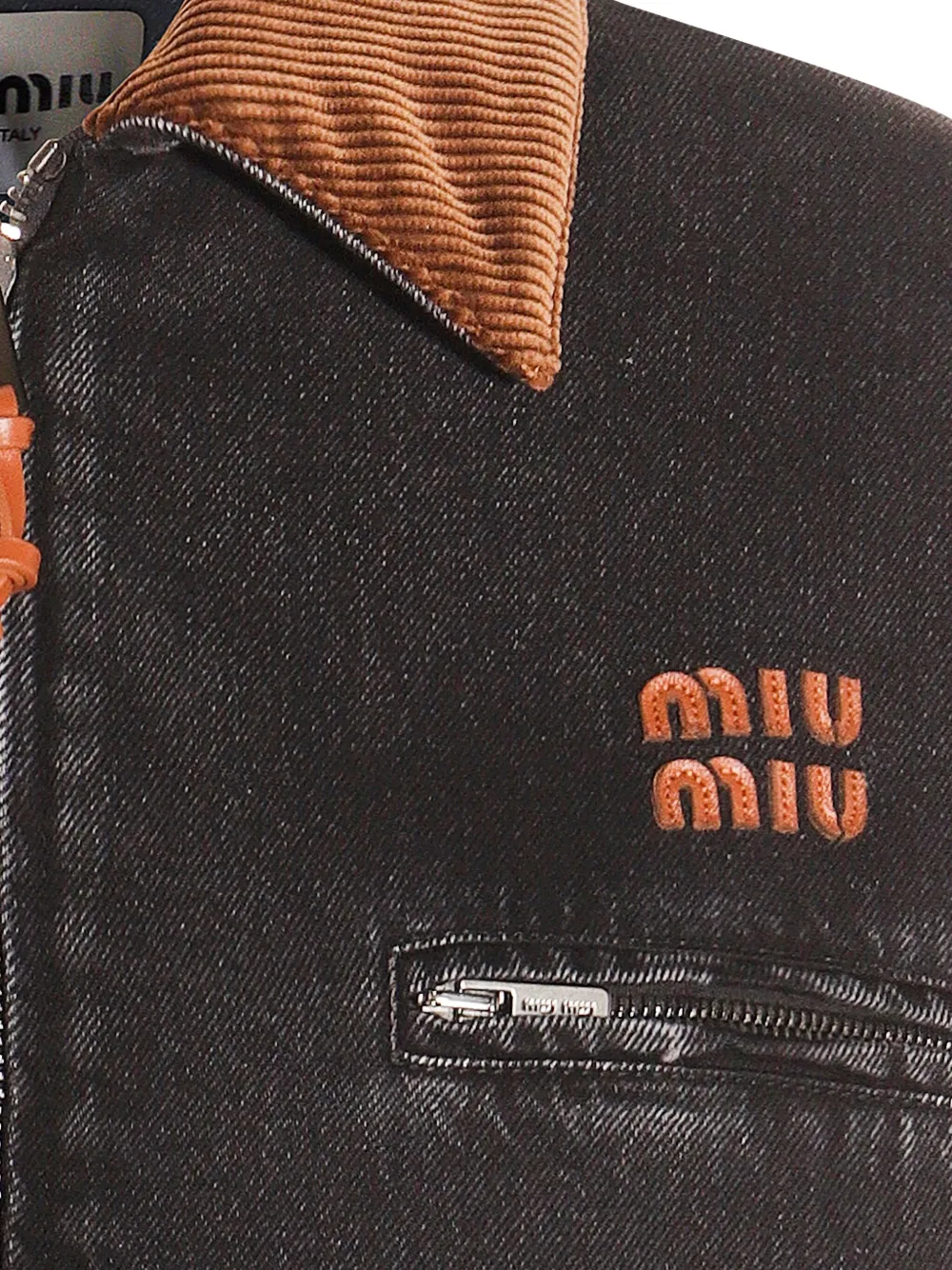 Miu Jack met ribfluwelen kraag en logodetail Zwart