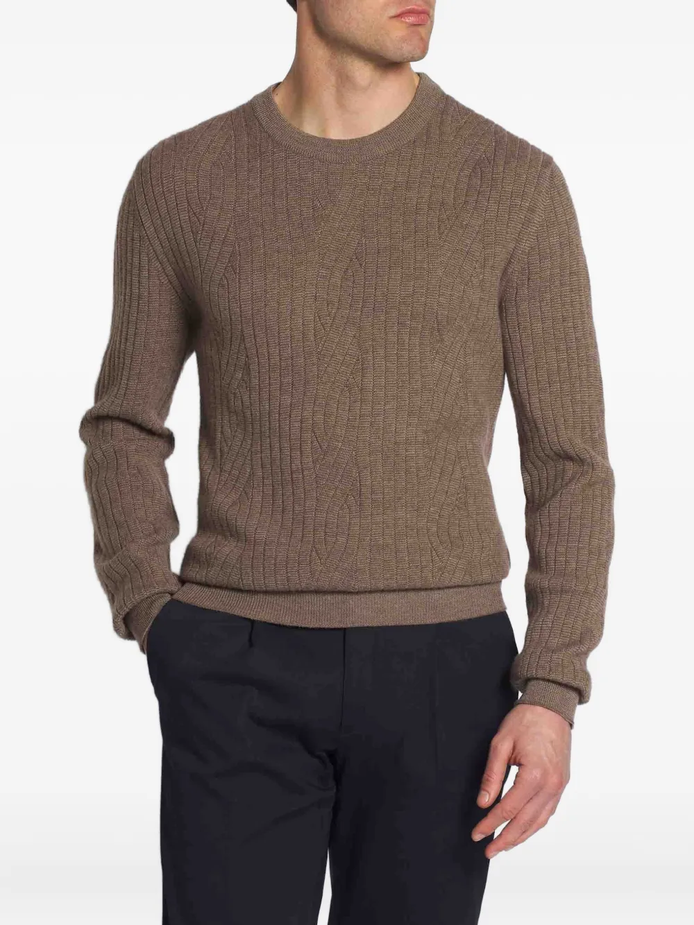 Brioni cable-knit ribbed sweater - Bruin