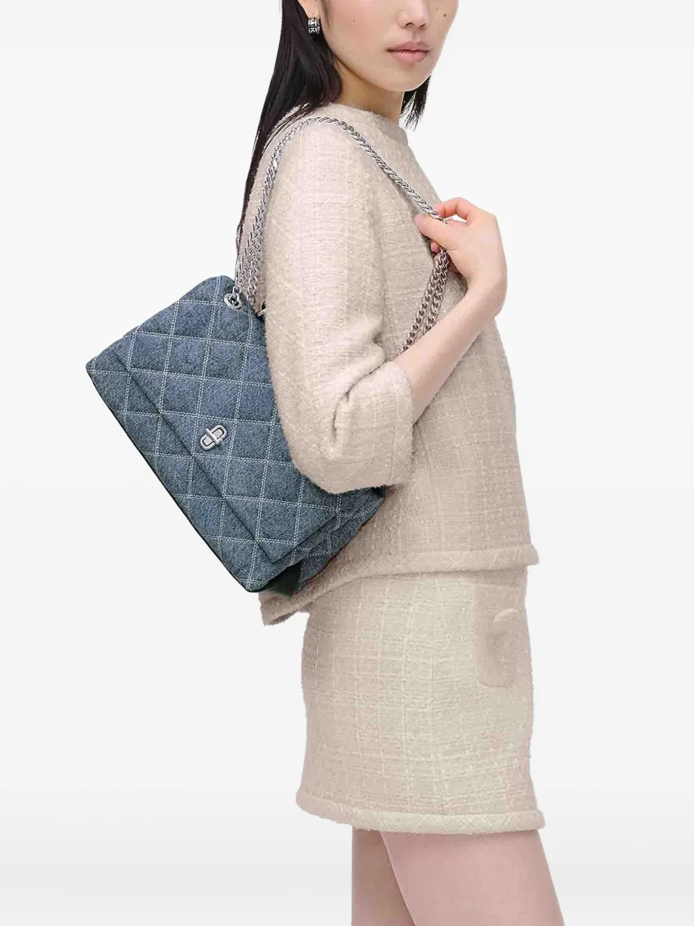 Marc Jacobs The Dual Quilted Denim Shoulder Bag In Blue