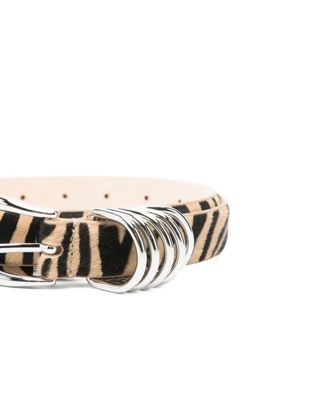 Déhanche zebra-print ring belt - Beige
