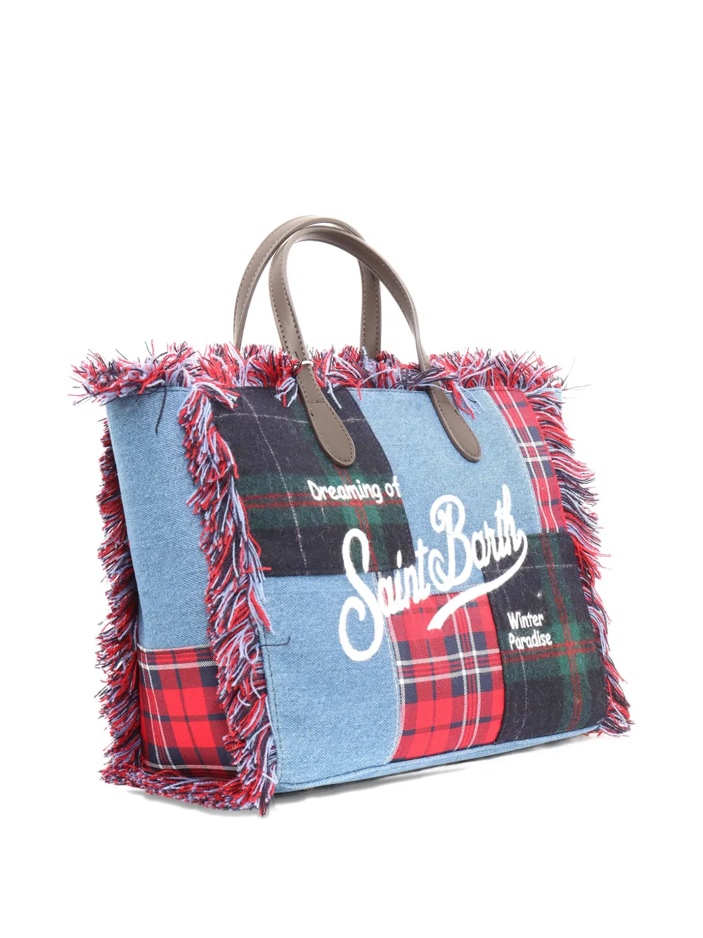 MC2 Saint Barth Colette shopper met patchwork en franje Rood