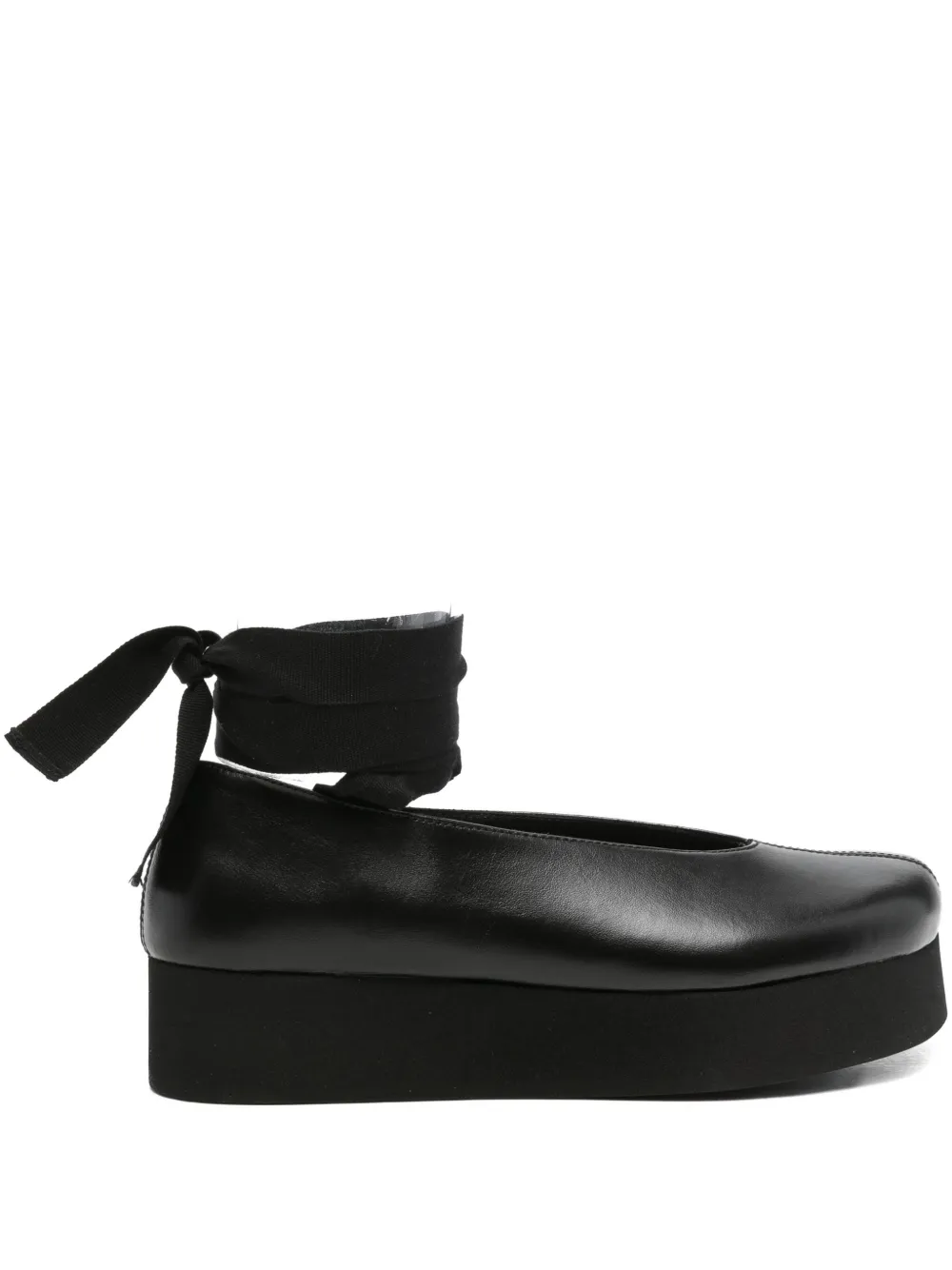 Comme Des Garçons Ribbon Platform Ballet Flats In Black