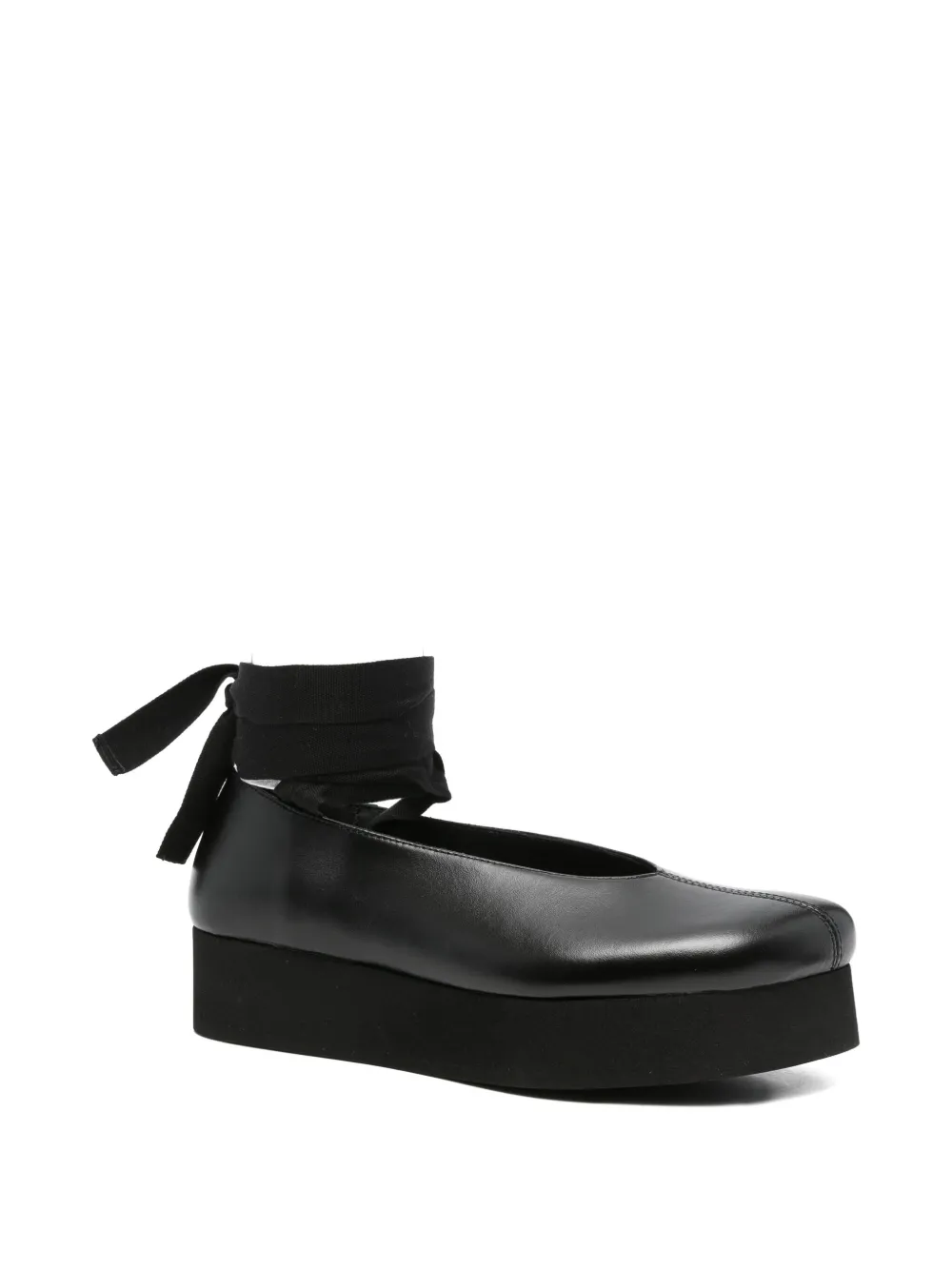 Comme Des Garçons Ribbon Platform Ballet Flats In Black