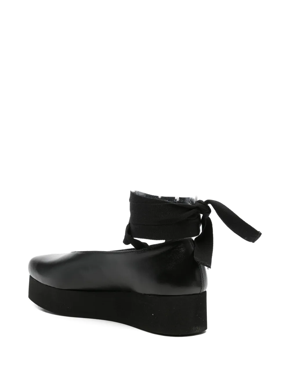 Comme Des Garçons Ribbon Platform Ballet Flats In Black