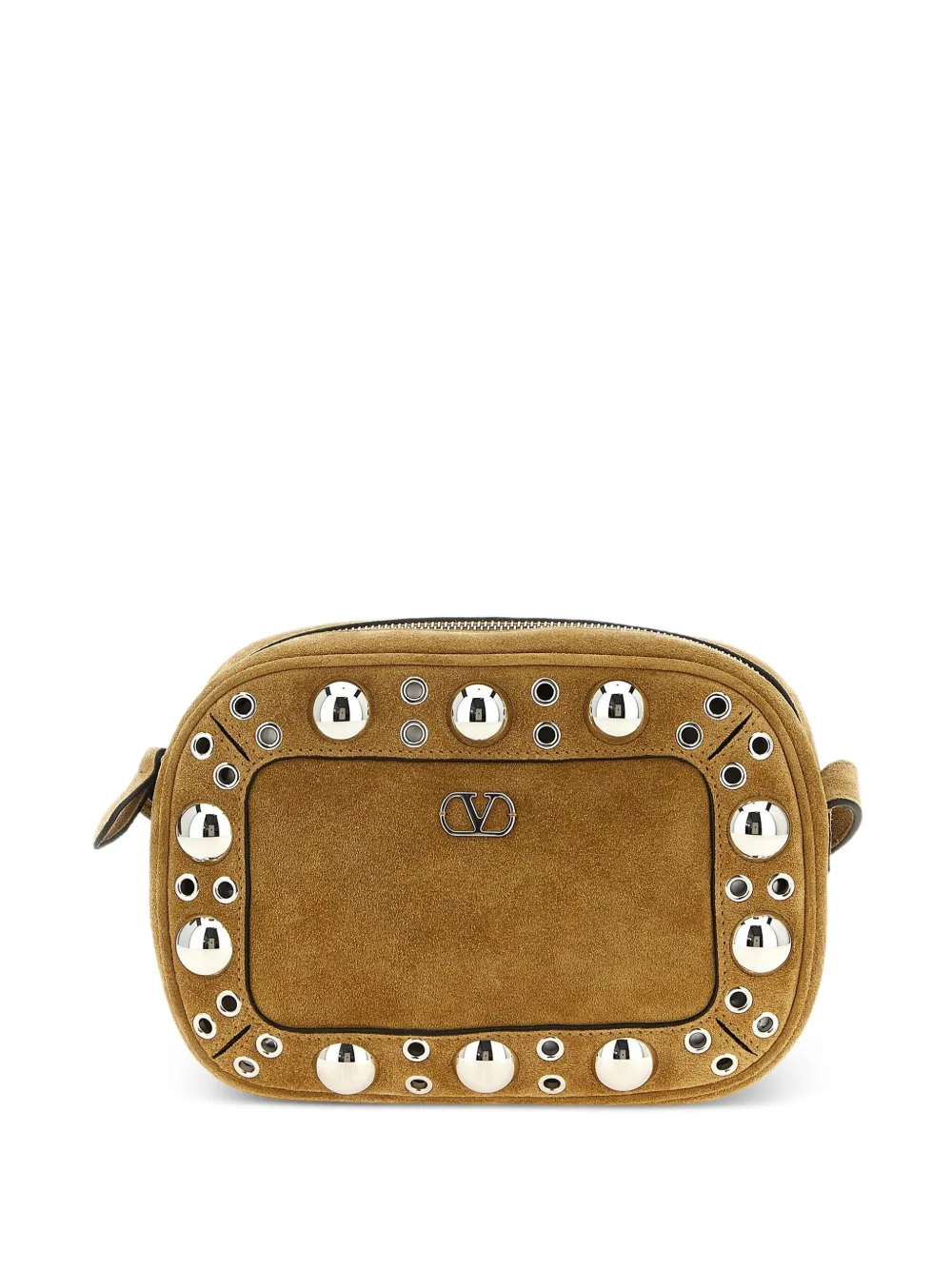 Valentino Garavani Nellcôte suède schoudertas verfraaid met studs Beige