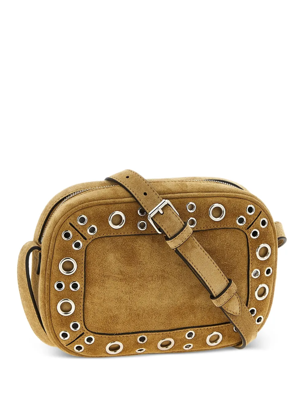 Valentino Garavani Nellcôte stud-embellished suede shoulder bag - Beige