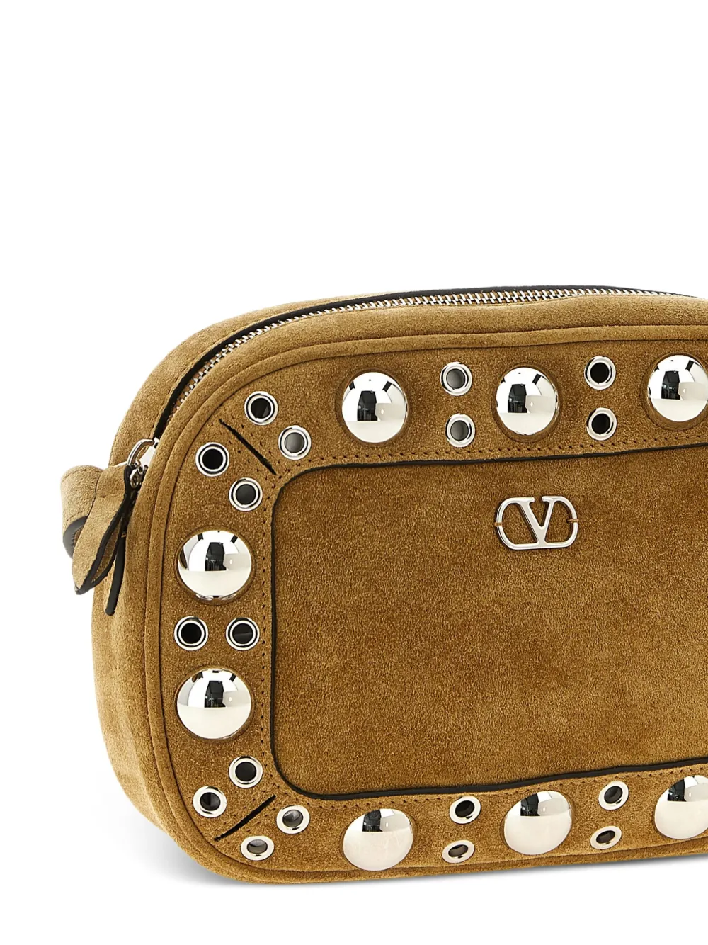 Valentino Garavani Nellcôte suède schoudertas verfraaid met studs Beige