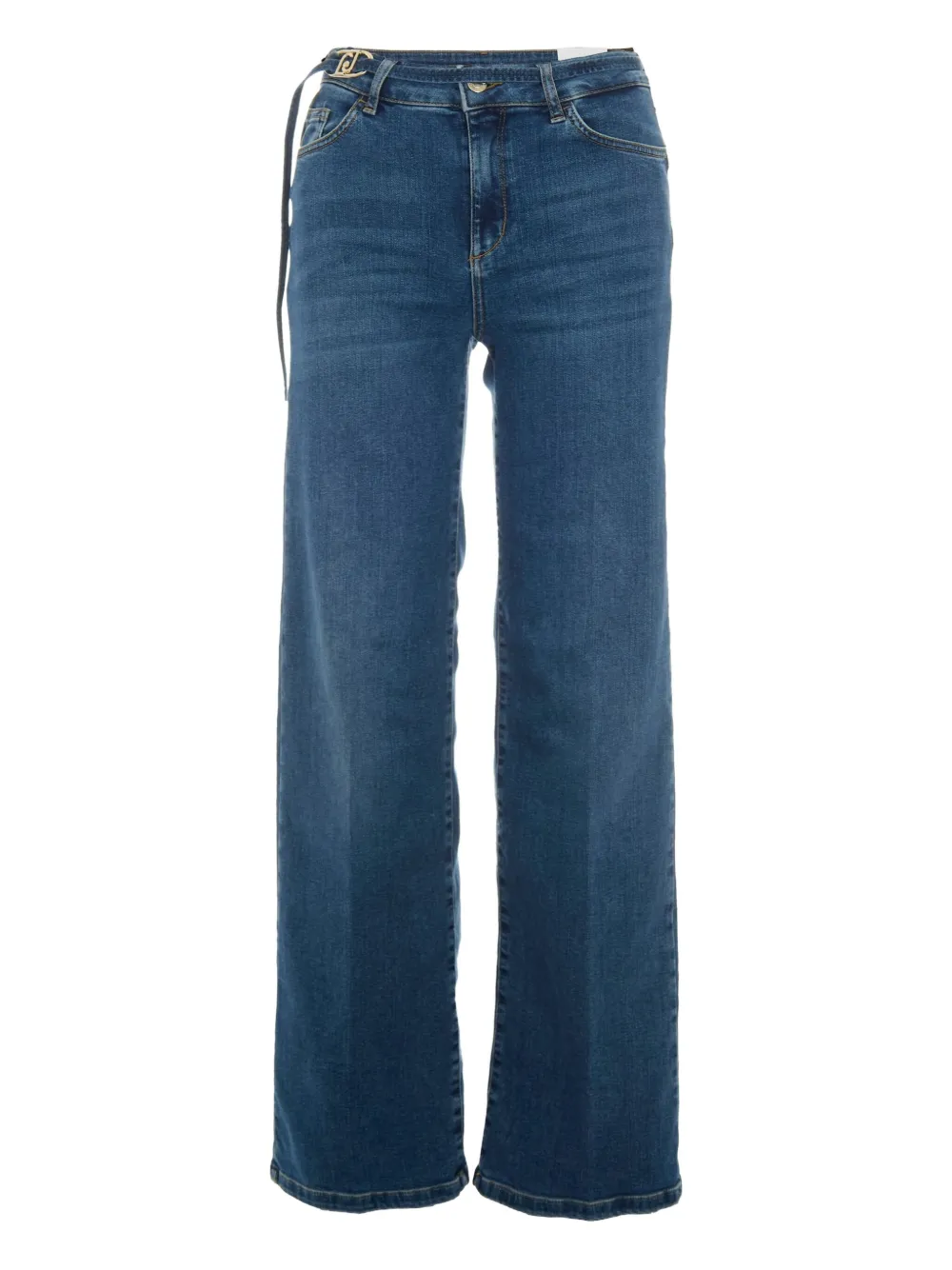 Liu •jo Liu Jo Wide-leg Jeans With Belt Detail And Gold-tone Hardware In Blue