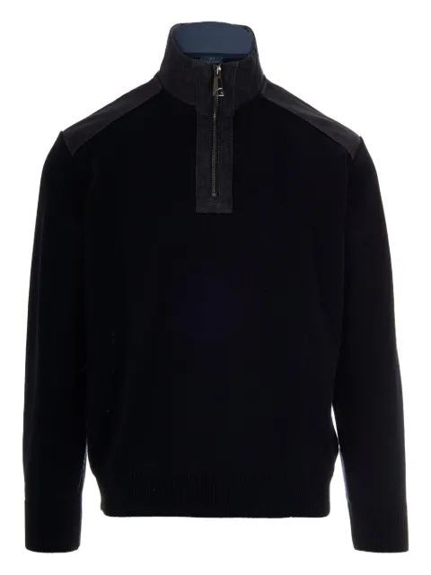 Paul & Shark half-zip denim-panel sweater