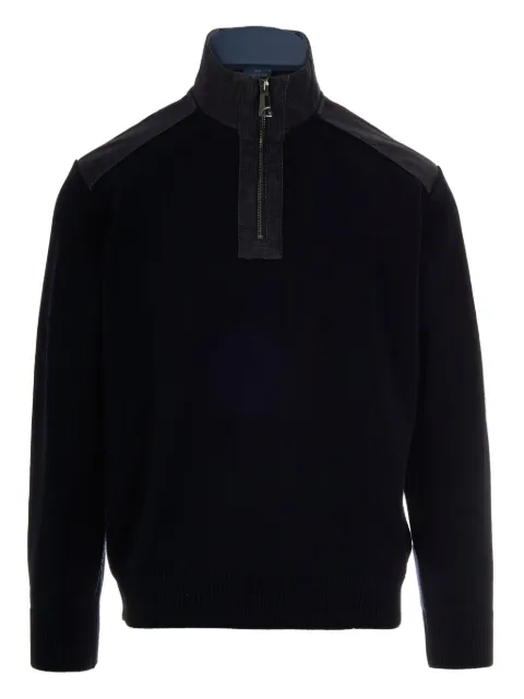 Paul & Shark half-zip denim-panel sweater
