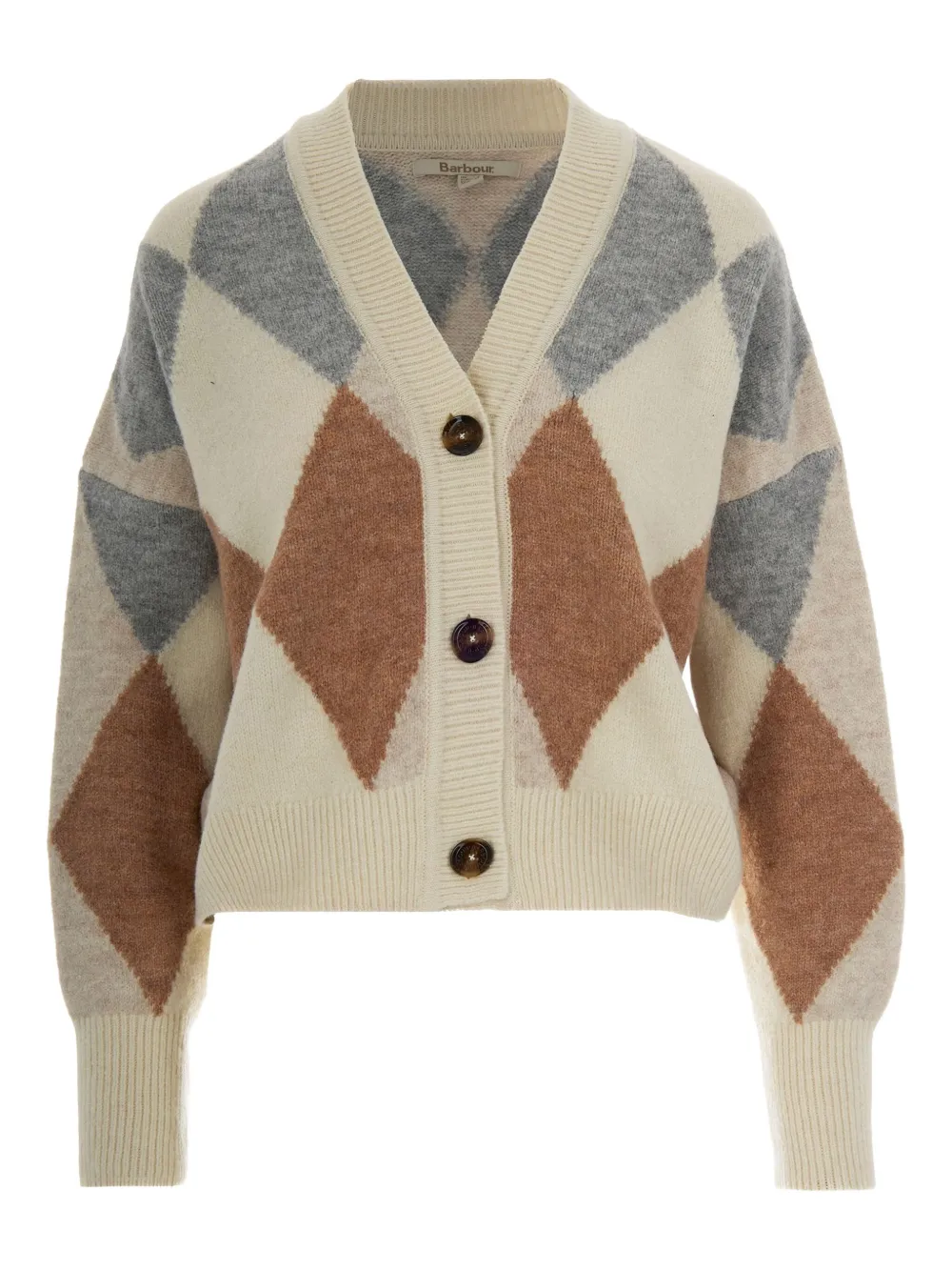 Barbour Diamond-pattern Cardigan In Neutral