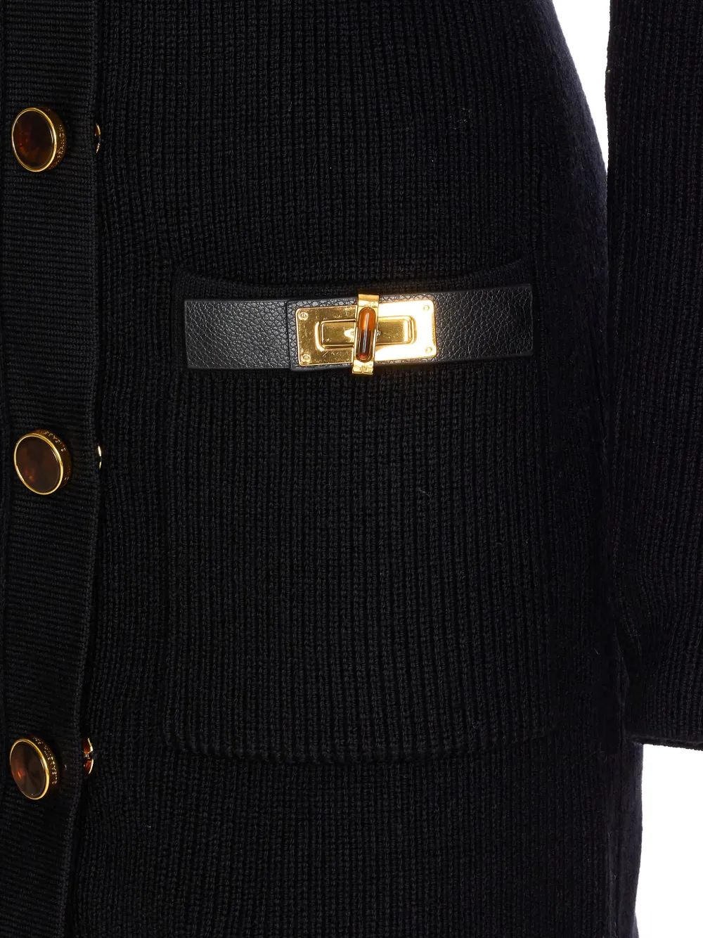 Elisabetta Franchi Ribgebreide mini-jurk met draaislot Zwart