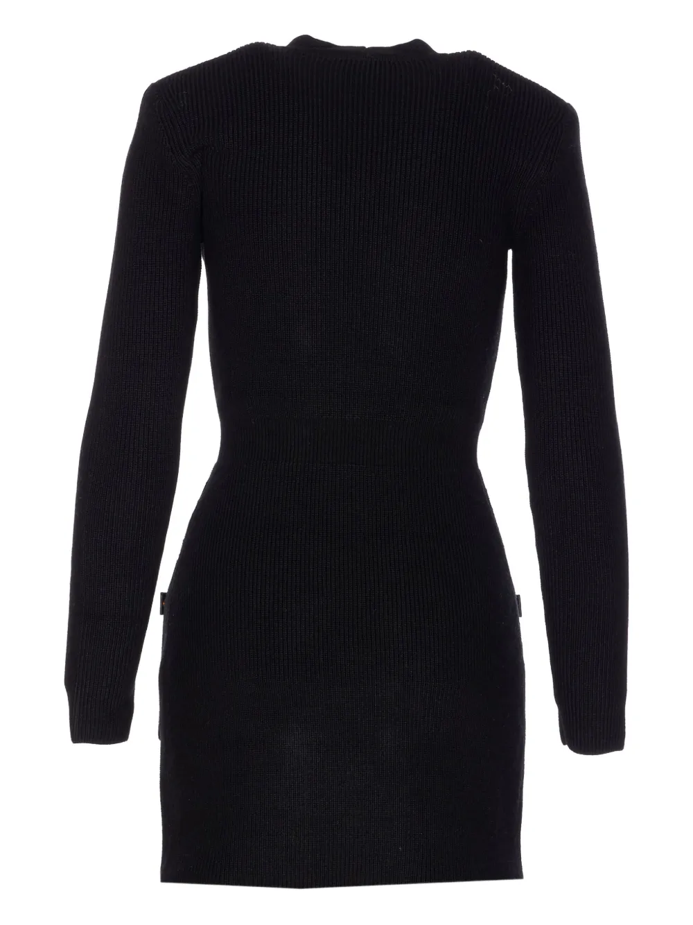 Elisabetta Franchi Ribgebreide mini-jurk met draaislot Zwart