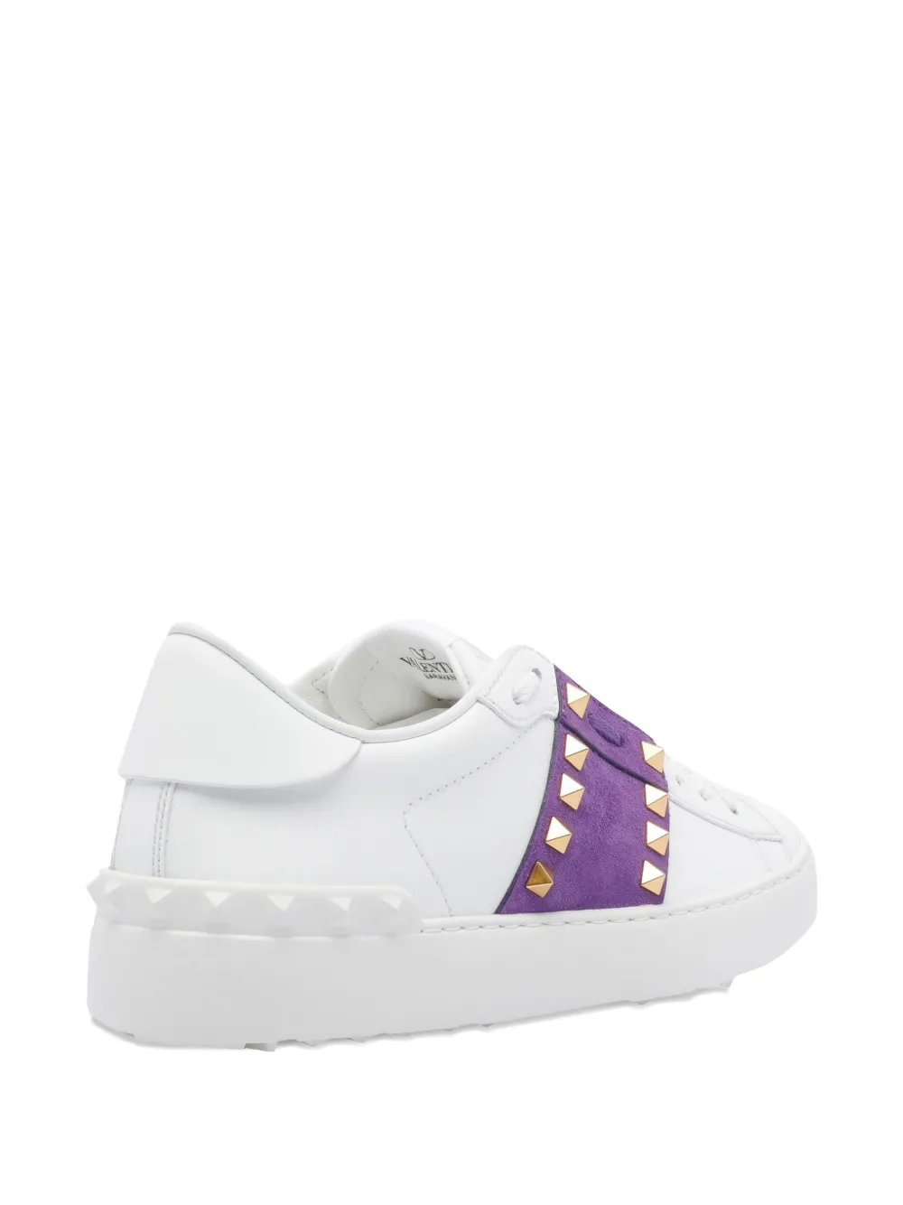 Valentino Rockstud Untitled Suede-panel Sneakers In White