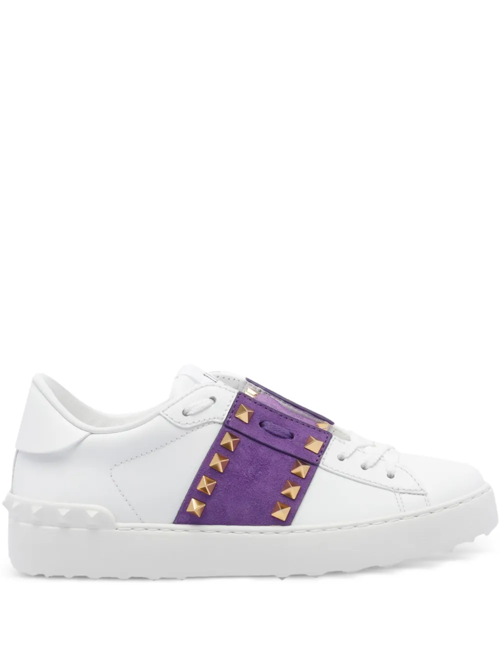 Valentino Garavani Rockstud Untitled suede-panel sneakers White