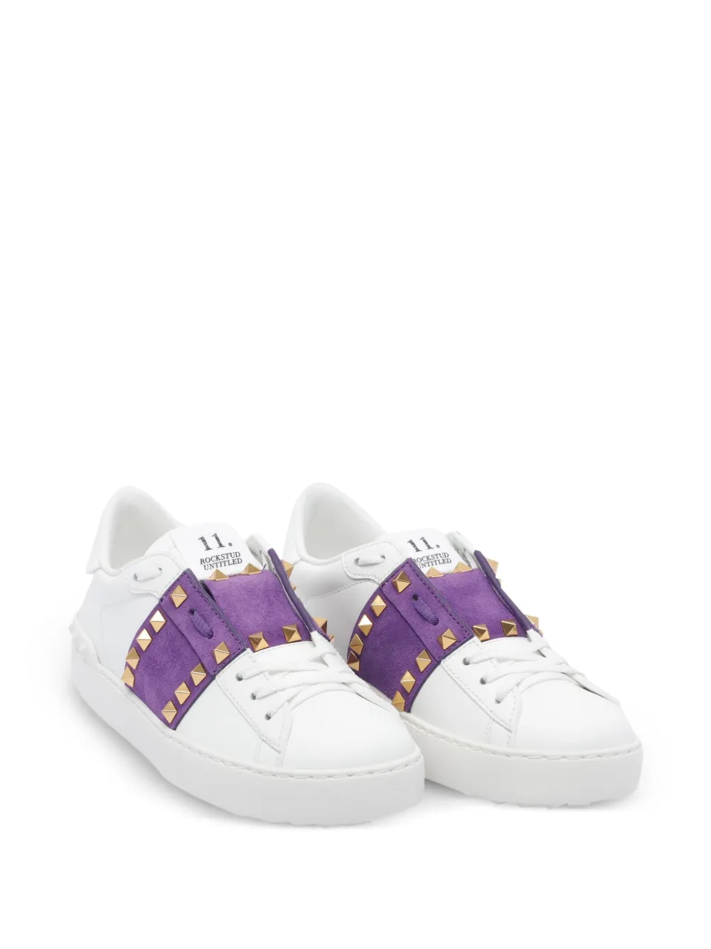 Valentino Garavani Rockstud Untitled suede-panel sneakers White