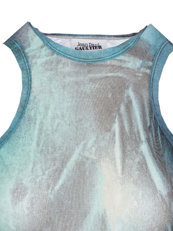Jean Paul Gaultier Mesh water-print Bodysuit | Blue | FARFETCH