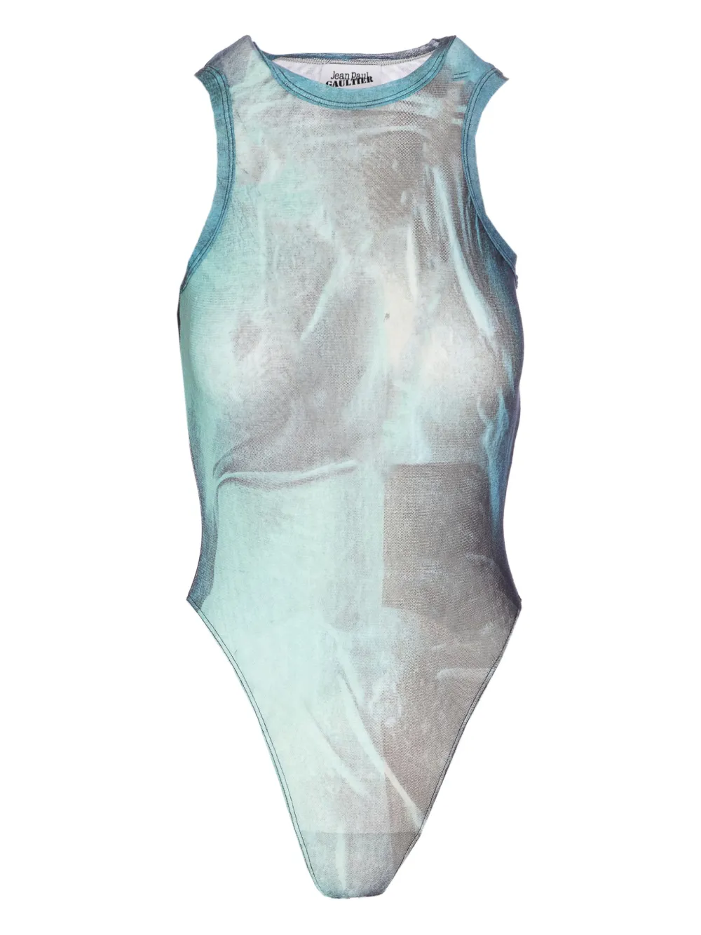 mesh water-print bodysuit