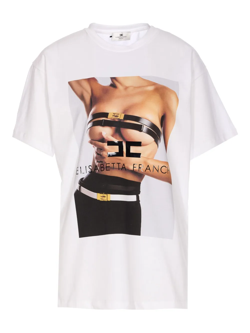 Elisabetta Franchi graphic-print crew-neck T-shirt Wit