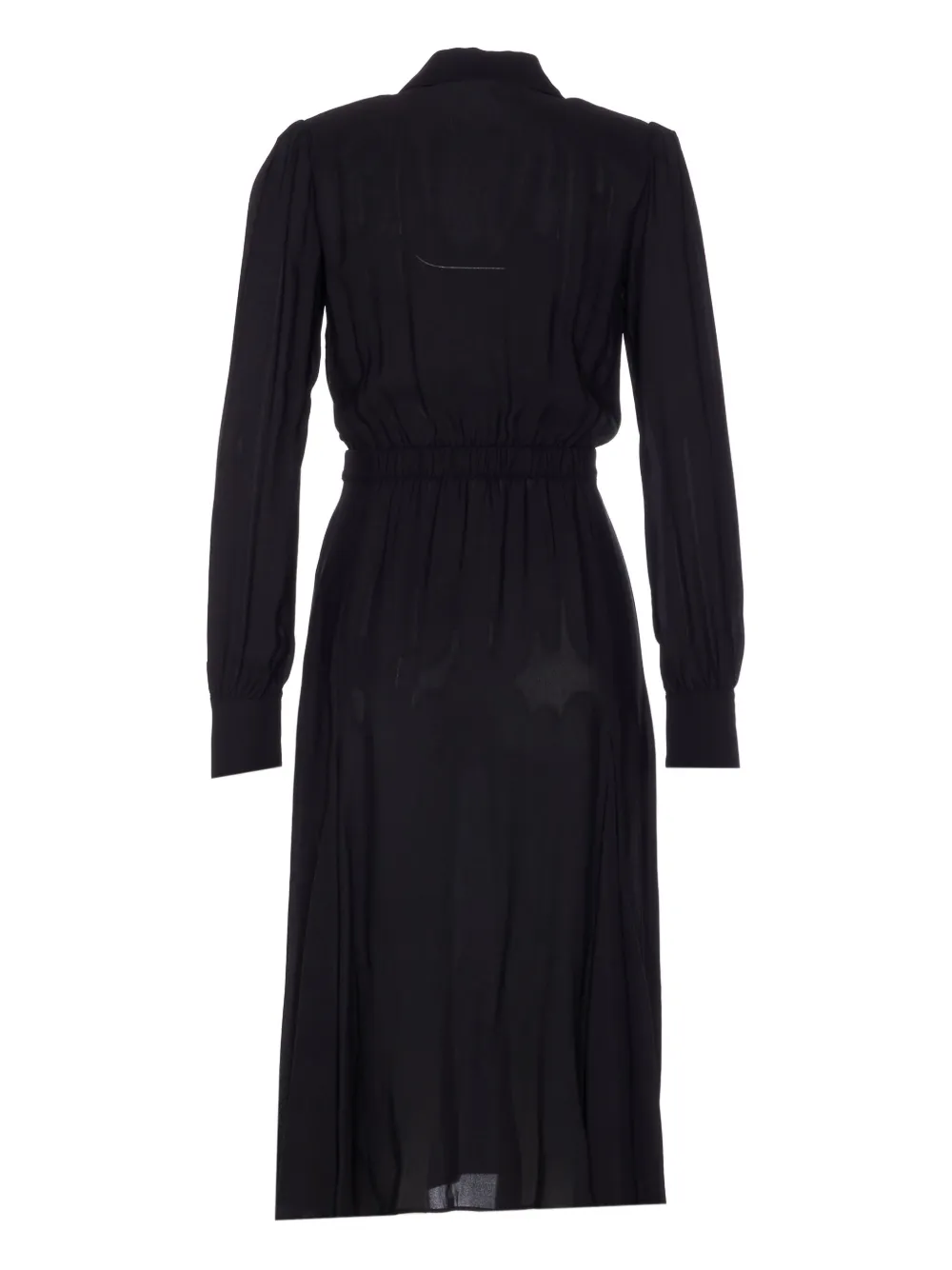 Elisabetta Franchi Midi-jurk met V-hals en logohalsketting Zwart