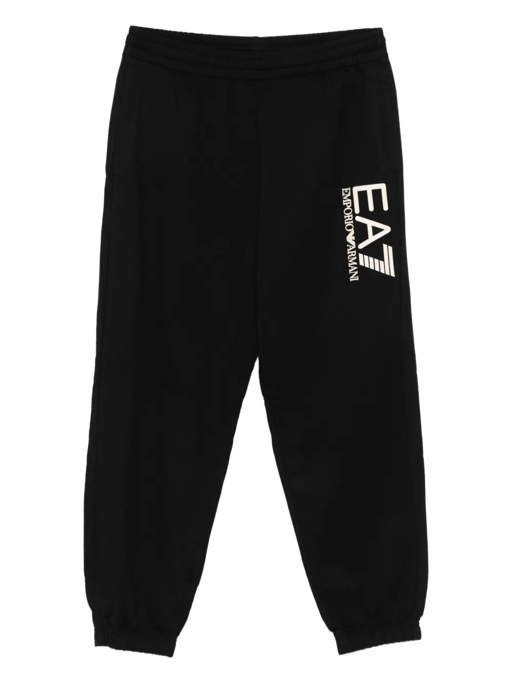 Ea7 Emporio Armani logo-print cotton trousers Zwart
