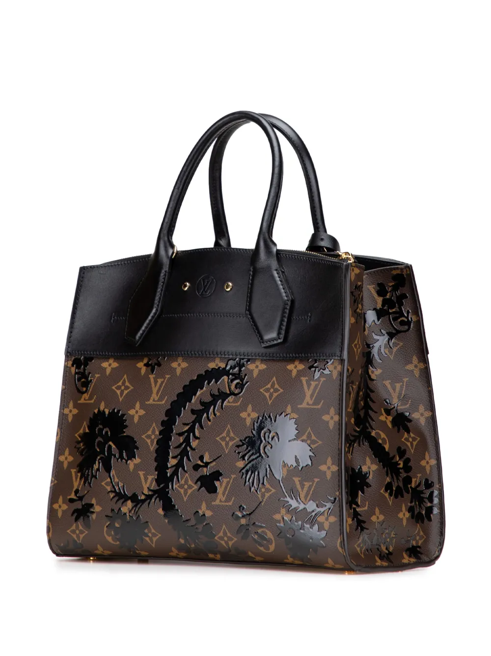 Pre-owned Louis Vuitton 2018 Monogram City Steamer Blossom Mm Satchel In Black