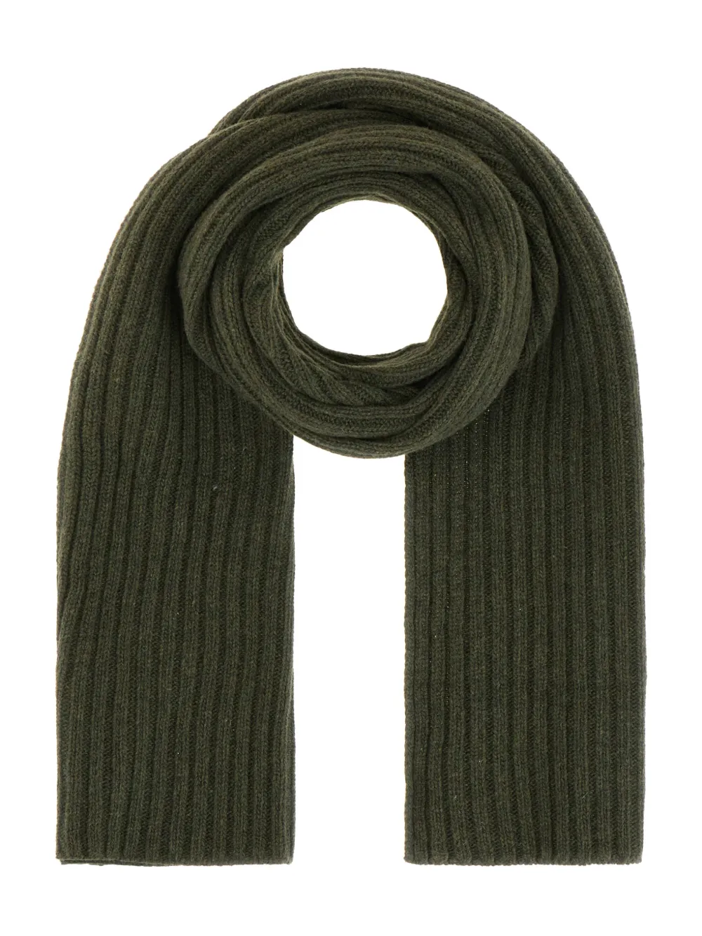Peuterey Logo-patch Ribbed-knit Scarf In Green