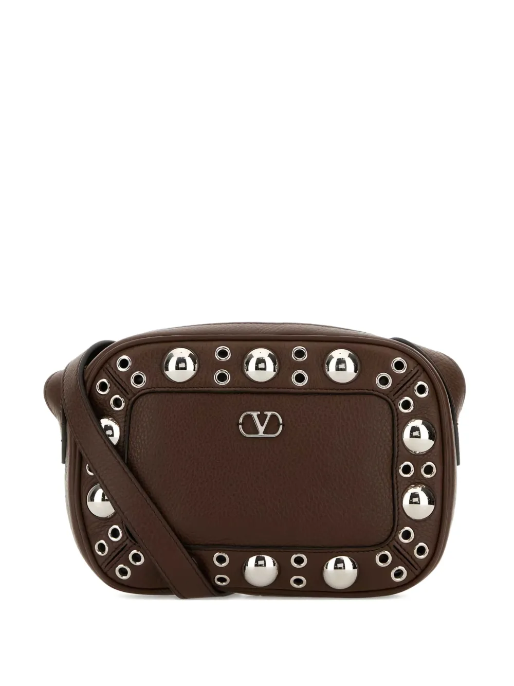 Valentino Garavani Nellcôte eyelet-embellished leather shoulder bag Bruin