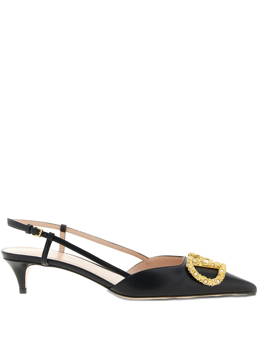 Valentino Garavani 40mm embellished slingback heeled pumps Black