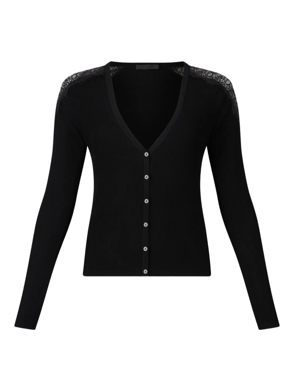 LIU JO lace-trimmed ribbed cardigan Zwart