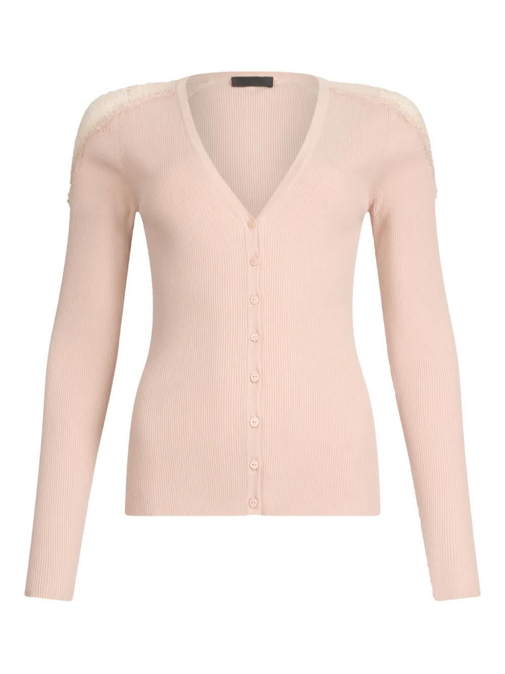 LIU JO lace-trimmed ribbed cardigan Roze