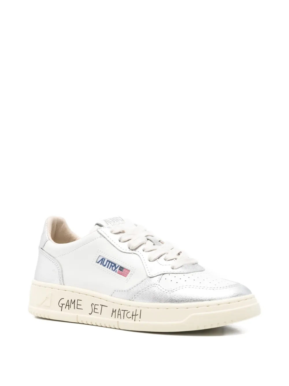 Autry Medalist metallic-panel leather sneakers White