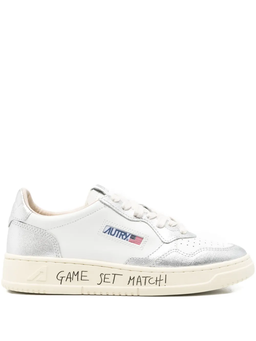 Autry Medalist metallic-panel leather sneakers White