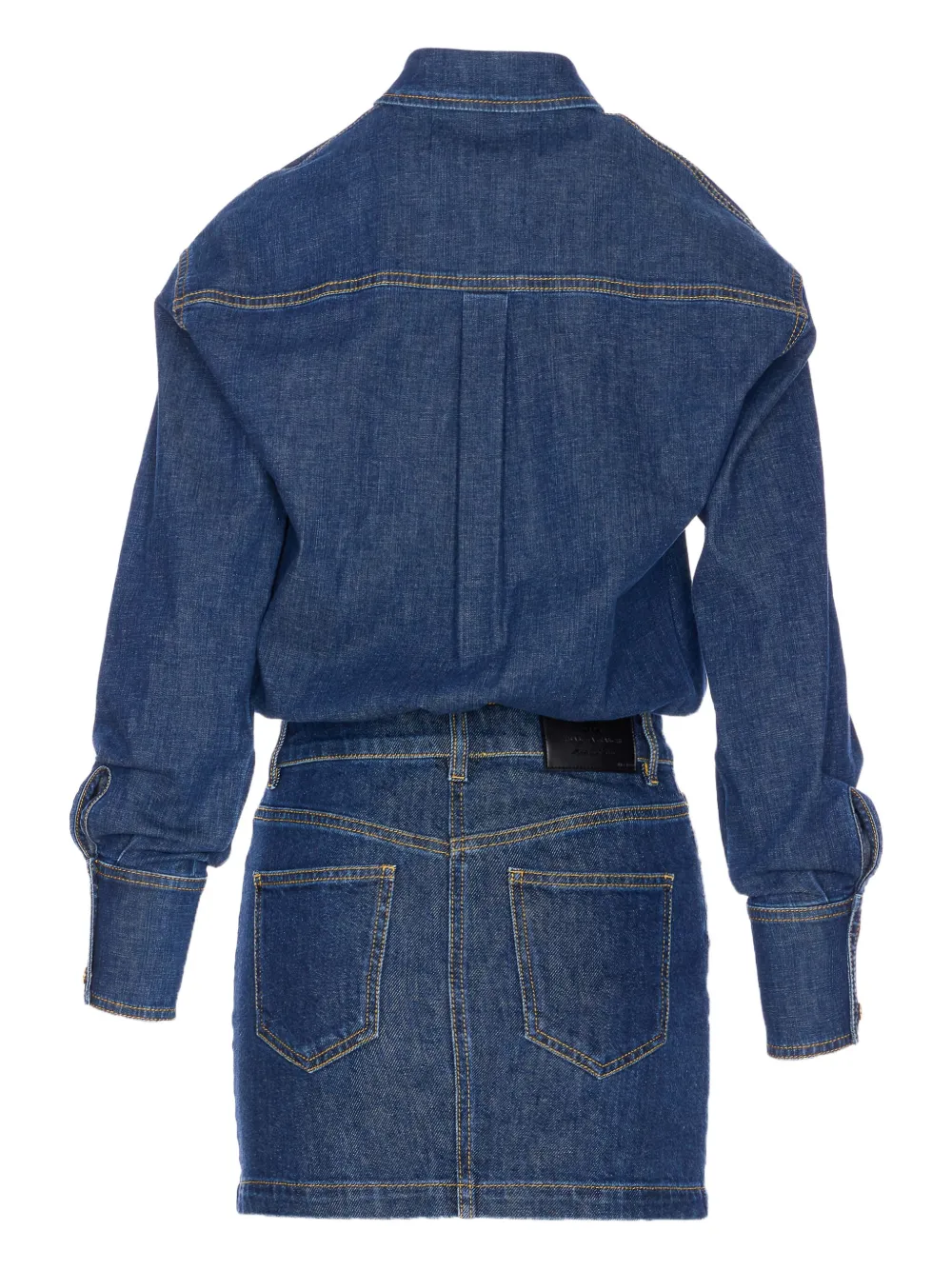 Elisabetta Franchi Denim mini-jurk met drukknoop Blauw