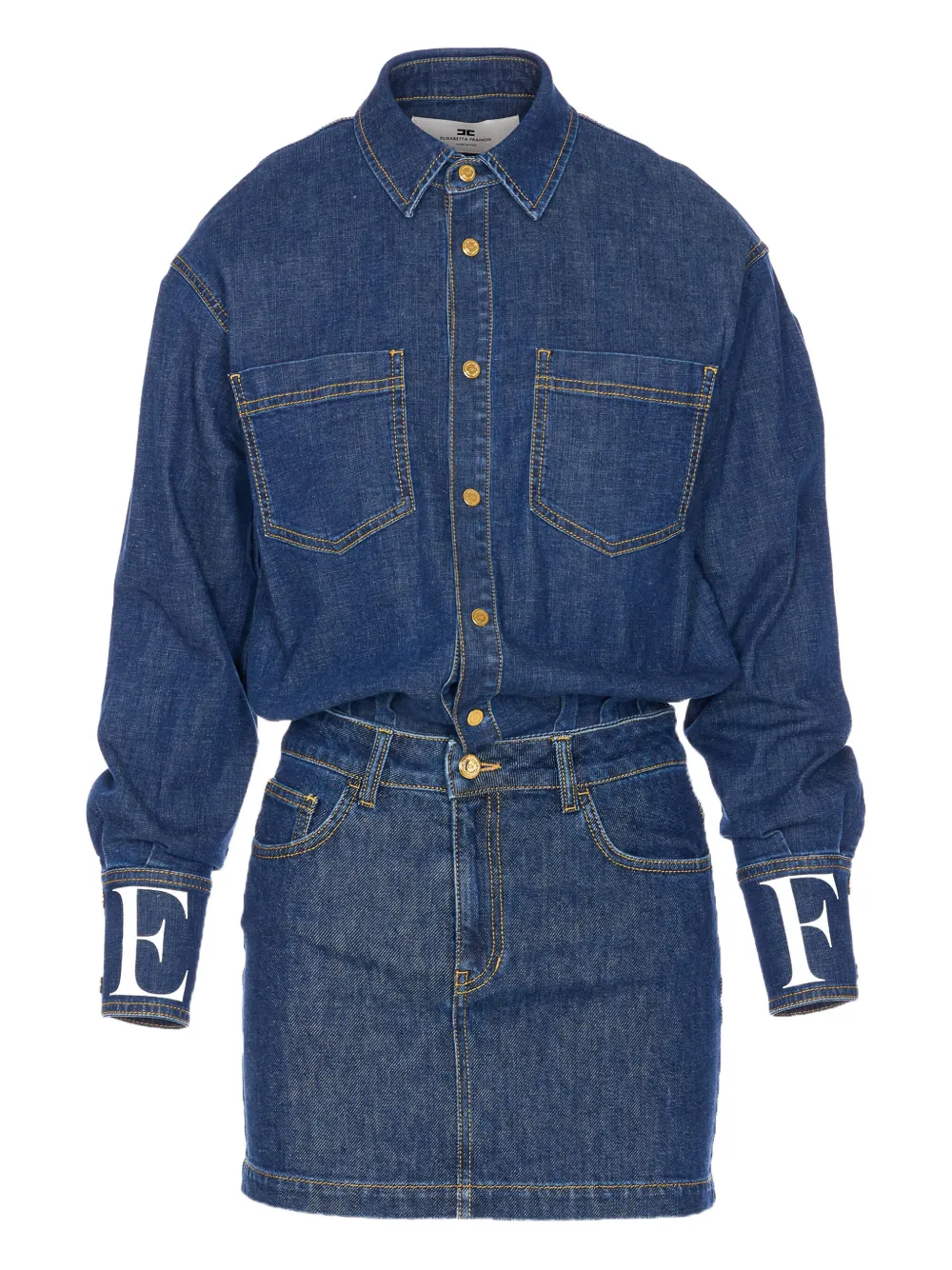 Elisabetta Franchi snap-button denim mini dress Blauw