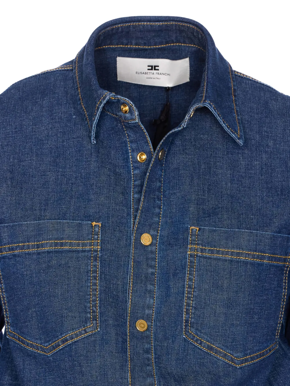 Elisabetta Franchi Denim mini-jurk met drukknoop Blauw