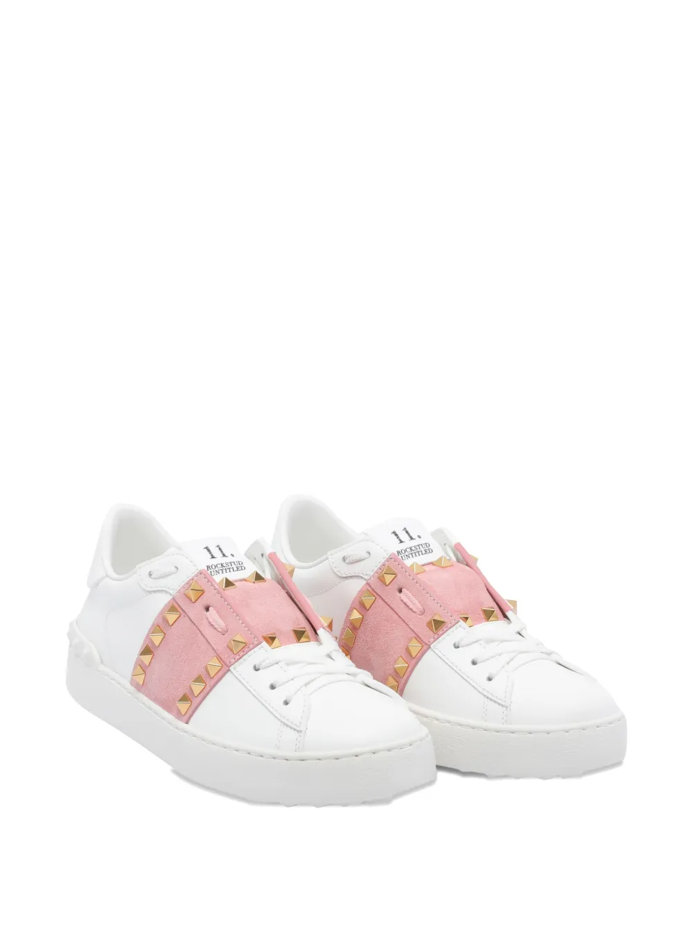 Valentino Garavani Rockstud Untitled suede-panel sneakers White