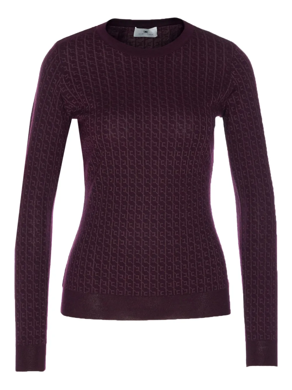 patterned-jacquard long-sleeve top