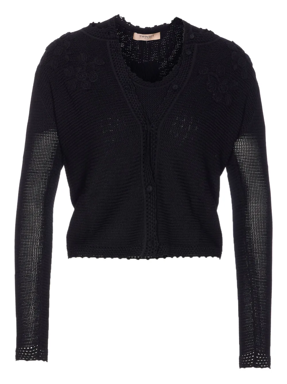 TWINSET floral-embroidered knitted sweater Zwart