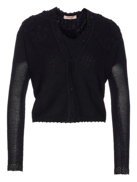TWINSET floral-embroidered knitted sweater