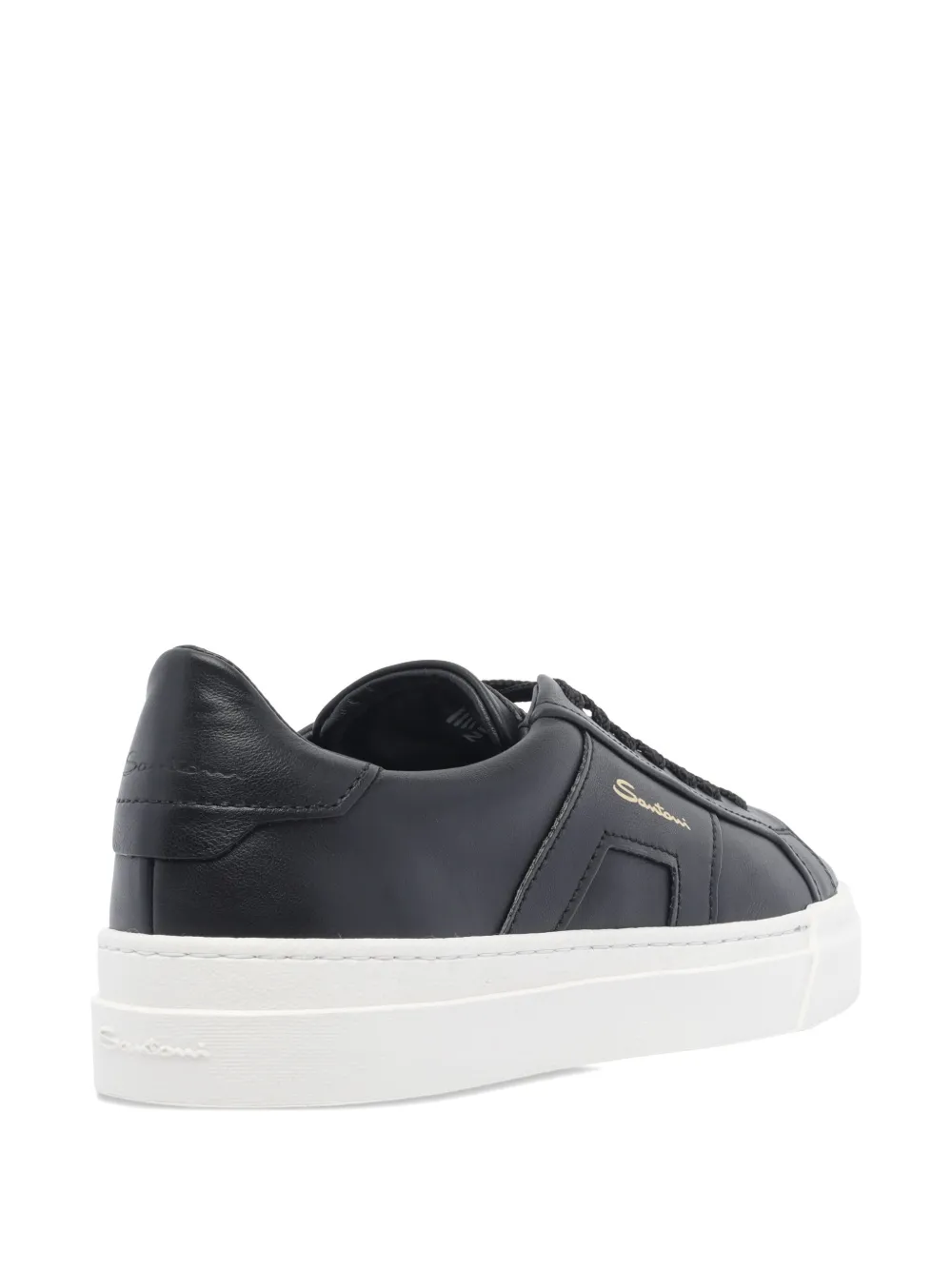 Santoni round-toe leather sneakers Black