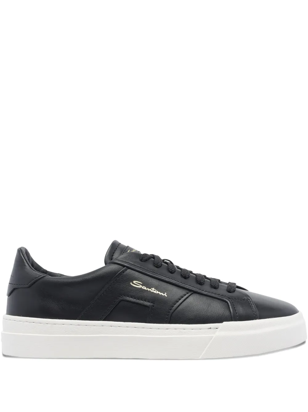 Santoni round-toe leather sneakers Black