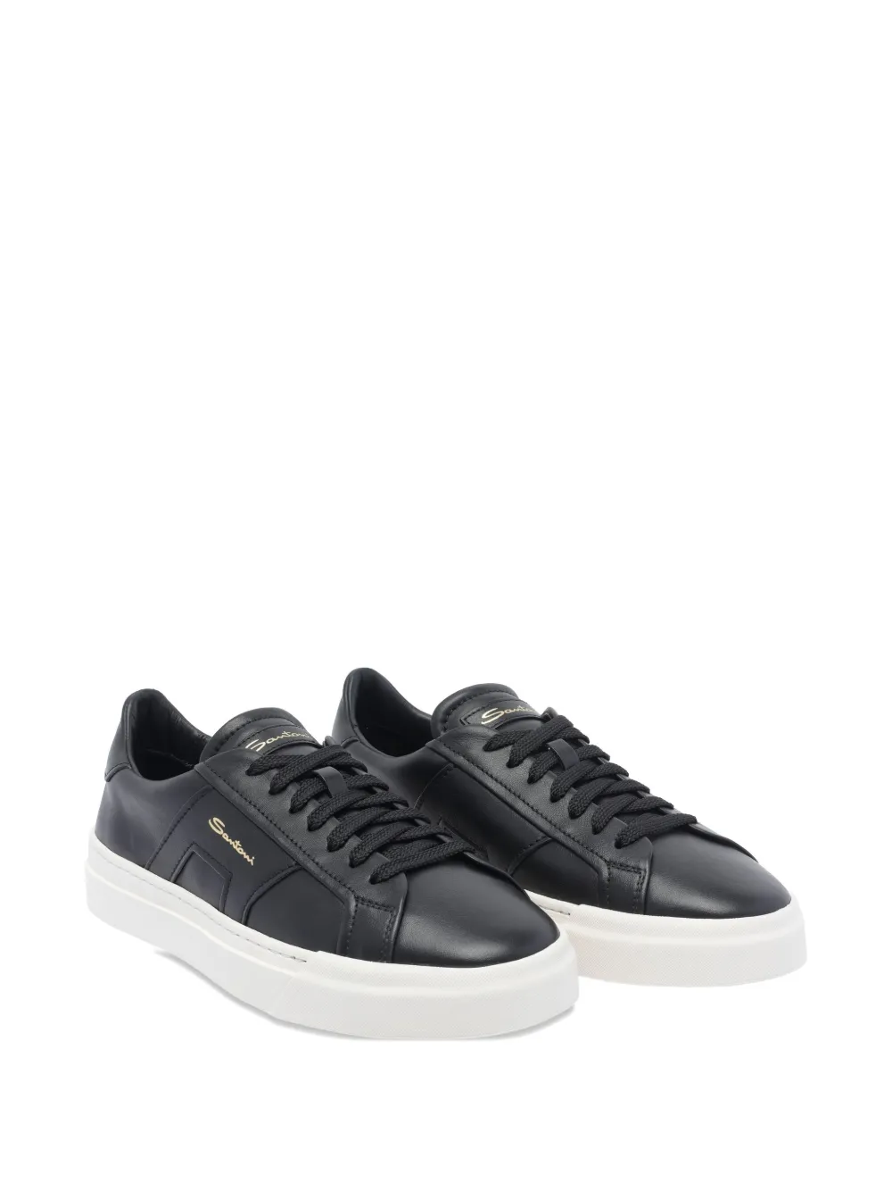 Santoni round-toe leather sneakers Black